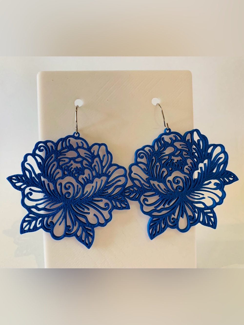 Blue Floral Filigree Drop Earrings - Women Accessories